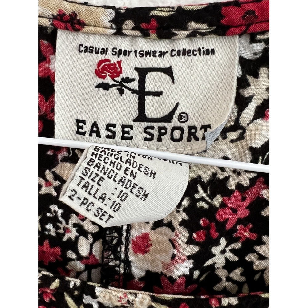 Ease Sport Womens Ditsy Floral Maxi Dress Black Red Sleeveless Rayon Size 10 - Picture 2 of 7